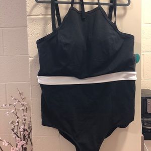 Torrid Black Swimsuit with White Stripe - Size 3